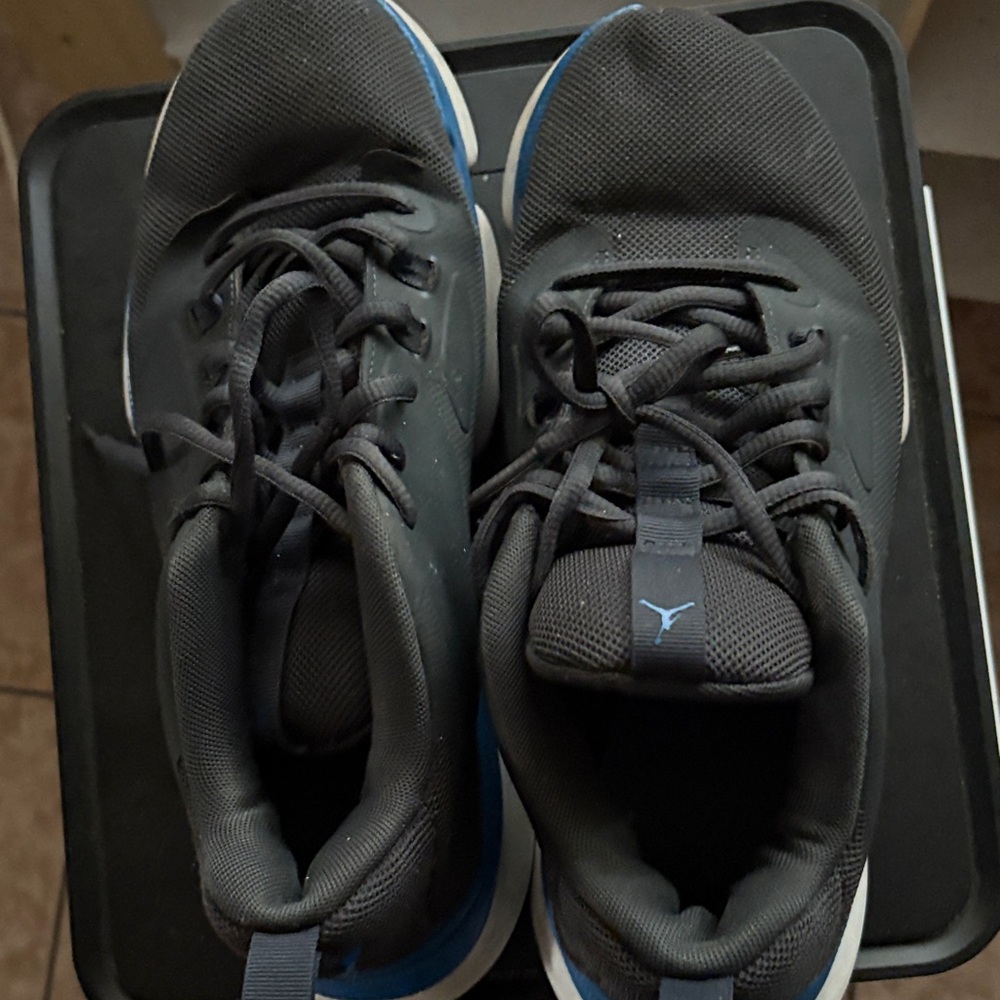 Jordan Black and Blue Athletic Shoes